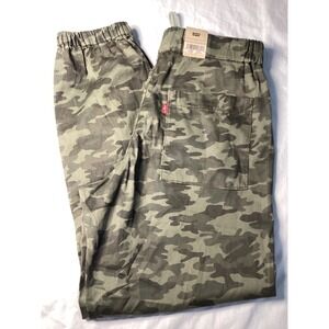 Levis Essential Joggers  Small Green Camo High Rise Stretch Tapered Pants NWT
